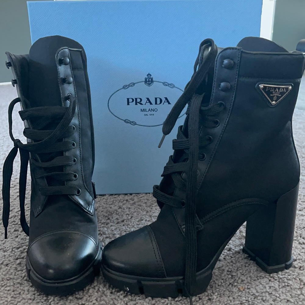 Sold: Prada leather and nylon fabric booties